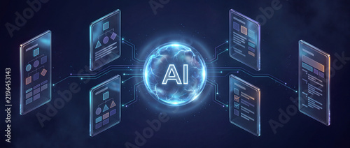 Abstract visualization of AI generating code documentation. Vibe coding AI agentic assistant workflow