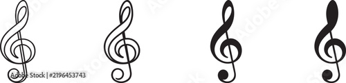 Treble Clef Musical Symbol Icon Set.