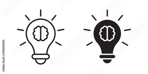 Foto Creative idea icon flat outline in black