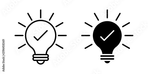 Фотография Creative idea icon flat outline in black