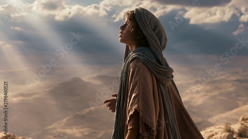 Young Jeremiah illuminated by heavenly light, known and chosen by God before birth according to divine foreknowledge.