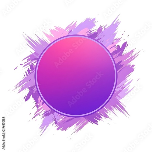 Abstract purple and pink gradient circle with brush stroke background
