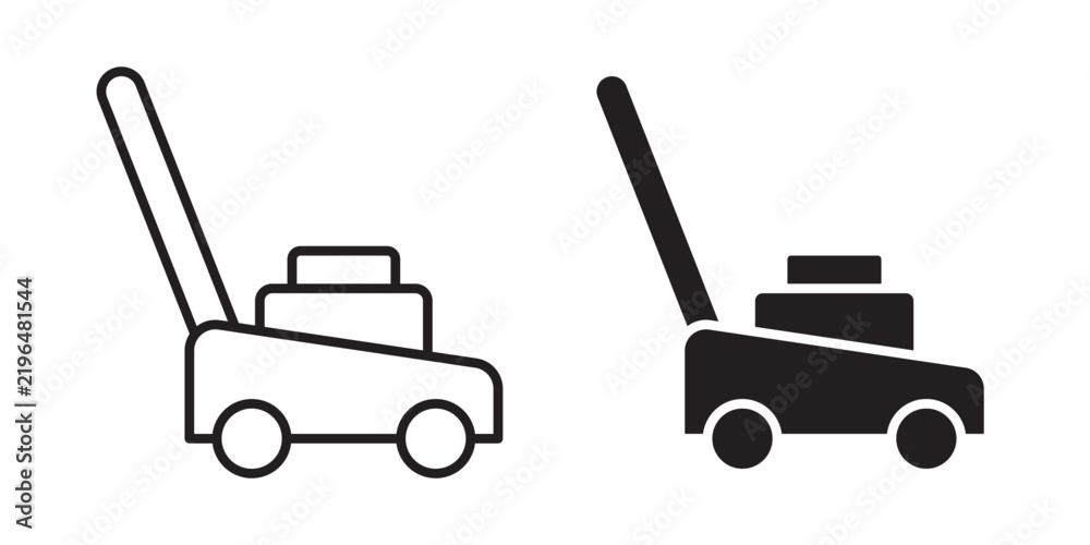 Fototapeta premium lawn mower icon flat outline in black