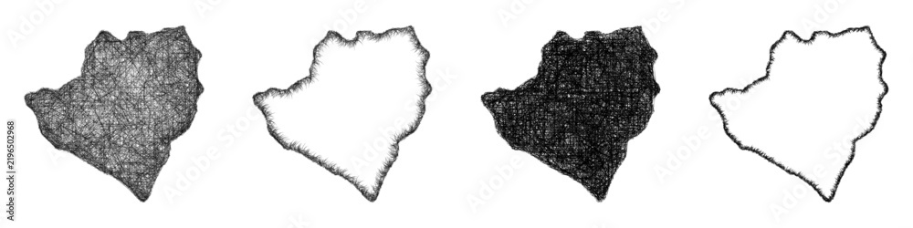 Fototapeta premium Sketch black and white Kirkuk (Iraq) outline map design set