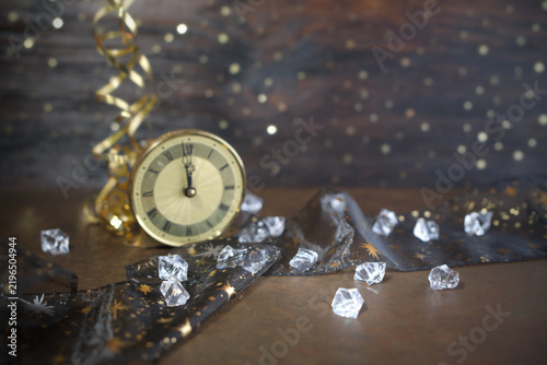 New Year concept, golden bokeh background