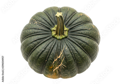 Ripe green pumpkin isolated on transparent background