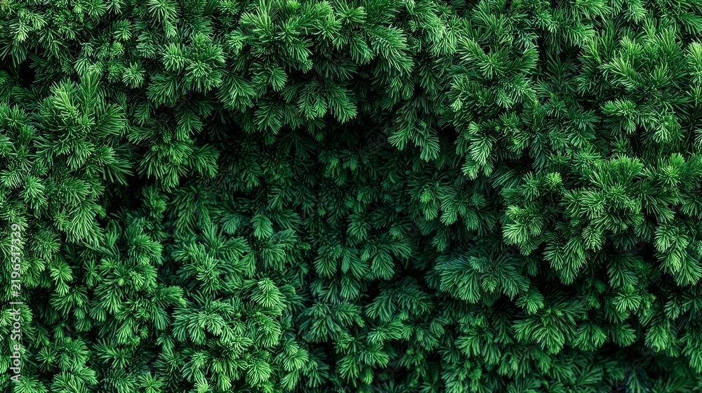 Obraz premium dense texture of overlapping pine branches forming a natural green backdrop