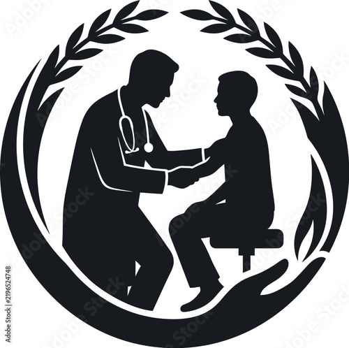 Silhouette  man family waving together outdoors vector icon