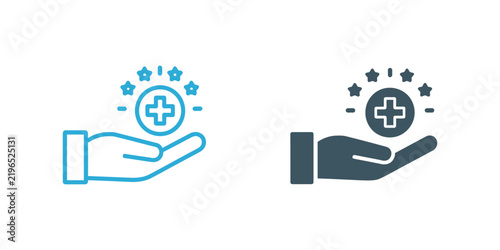 Medical experience icons, doctor qualifications, healthcare skills, professional expertise, and patient care concepts for clinical service design.