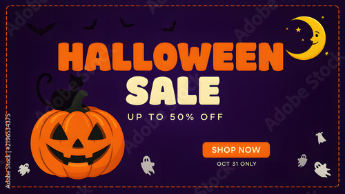 halloween sale banner layout design. vector illustration, Halloween Promotion sale banner design, created with generative ai