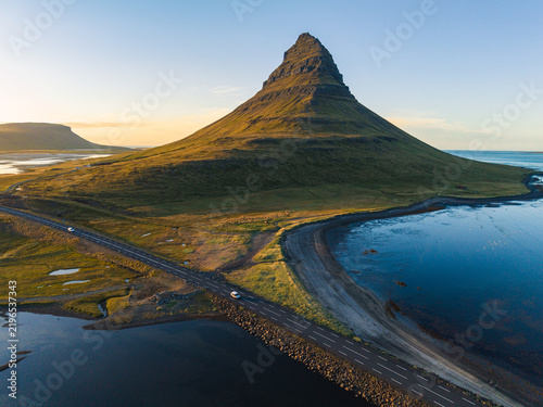 aerial view from kirkjufell