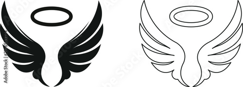 Angel Wings and Halo Circle Spiritual Symbol Design