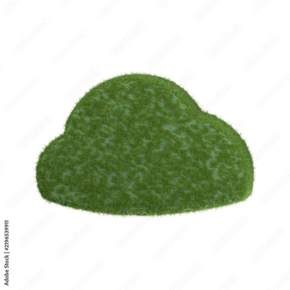 Fototapeta premium Green grass cloud icon isolated