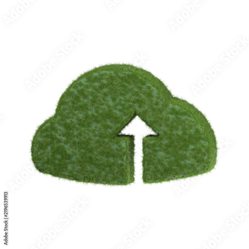 Obraz na płótnie Green grass cloud upload icon isolated