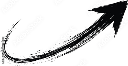 Hand drawn black ink arrow pointing up right