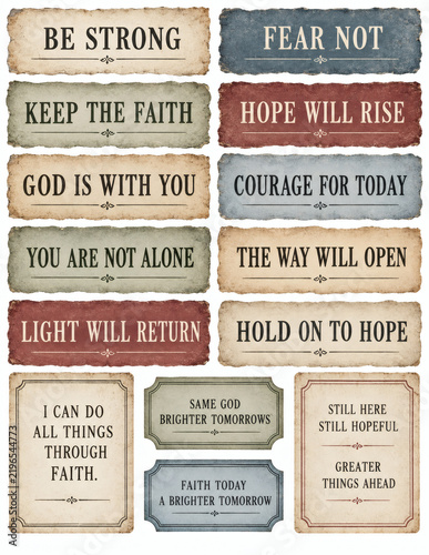 Courage and hope faith labels with inspirational wording