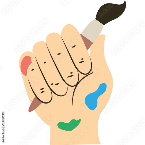 hand holding paintbrush