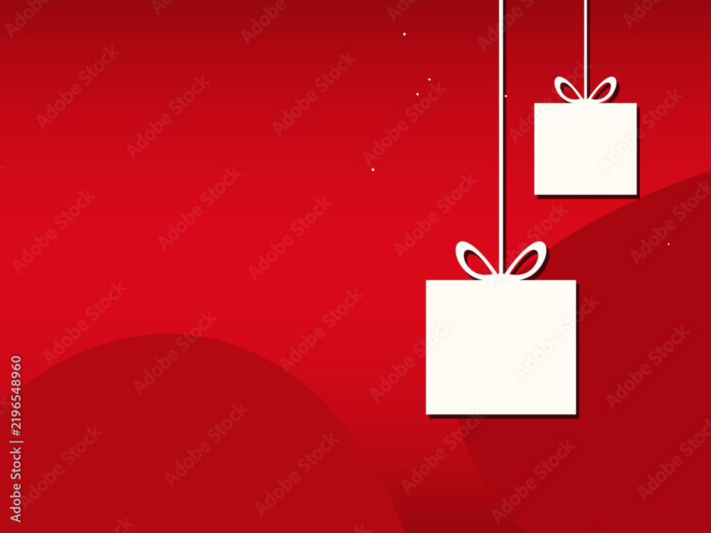 Fototapeta premium Red Christmas gift boxes with left copy space