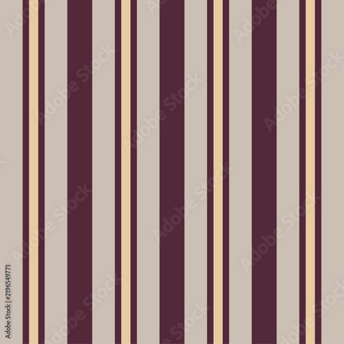 Burgundy red beige and taupe vertical multi stripe seamless pattern. Classic elegant retro heritage background texture. Flat vector graphic for autumn fashion fabric, interior wallpaper and decor.