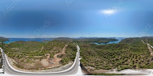 Foto Panoramic Aerial View of Datca Isthmus Where Aegean Meets Mediterranean Sea