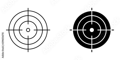 Black and white target crosshair icons set for aiming and shooting precision