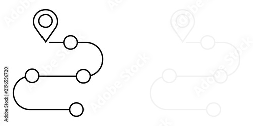 Map route icon with location pin and path markers for navigation and travel planning