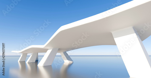 Canvastavla Minimalist white futuristic architectural structure with smooth curved lines ref