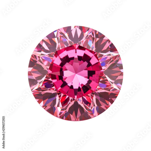 Isolated pink diamond gemstone on clean white background