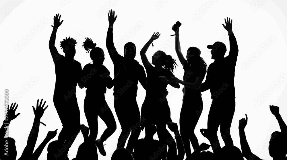 Fototapeta premium Music fans celebrate joyfully at a live gig.