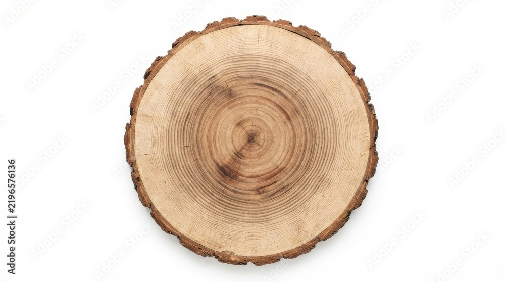 Obraz premium Circular cross section of a tree trunk with annual rings