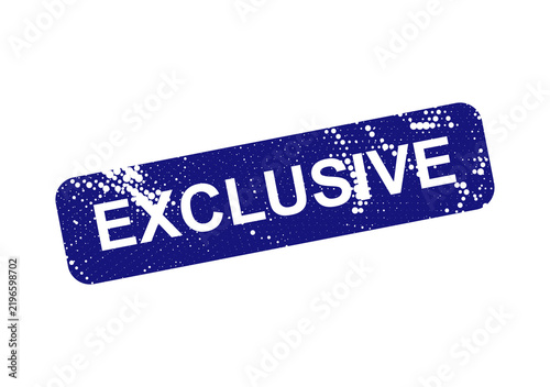 Exclusive blue circular stamp with text isolated on transparent background, illustration