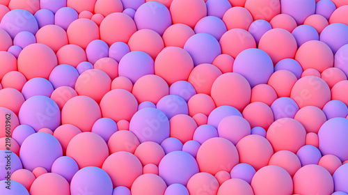 Colorful Abstract Background of Overlapping Pink and Purple Spheres in 3D Arrangement