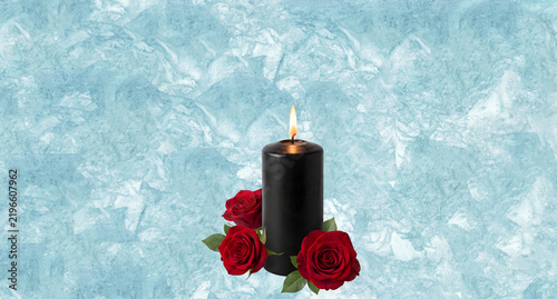 Candle on the background. Postcard for the event, memorial day, mourning. Popular pattern for designers, marketers, advertising. Object, symbol.