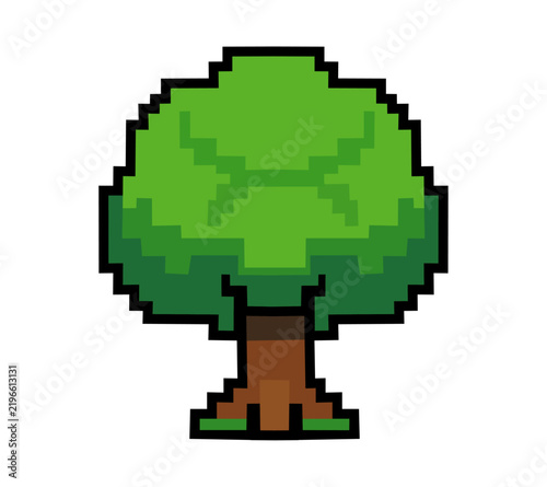Cartoon Character Pixel Art Tree Illustration Simple Digital Design