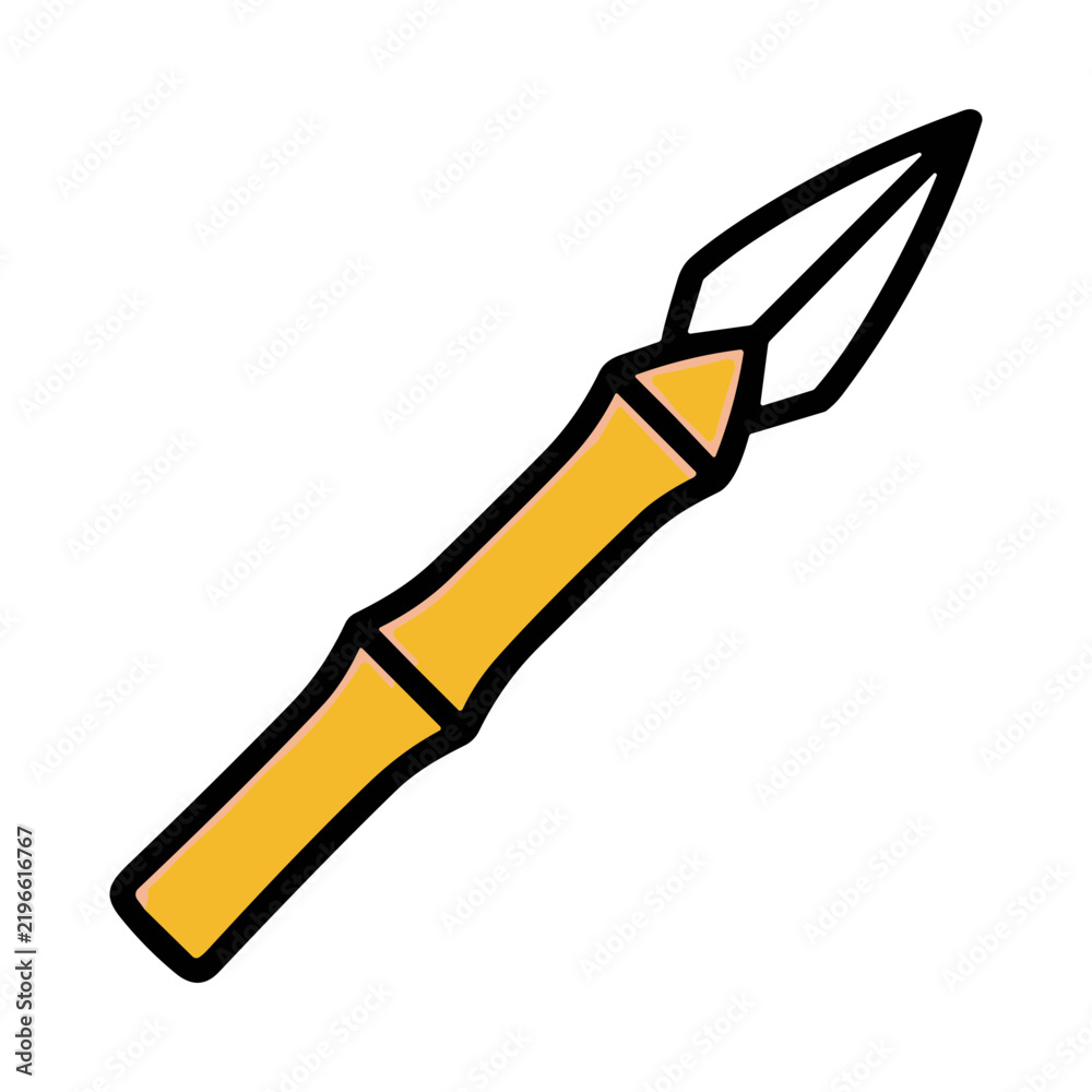 Obraz premium Stylized Illustration of a Bamboo Spear with a Sharp Point