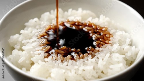 Plain White Rice in Bowl Cooking Closeup
