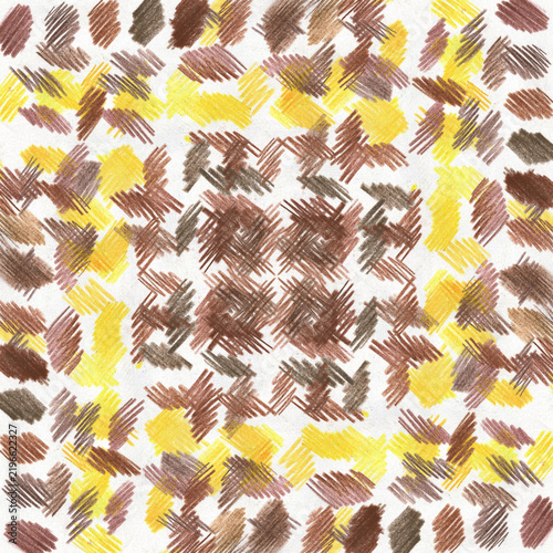 Abstract Hand Drawn Pattern with Brown and Yellow Scribble Texture for Creative Background Design
