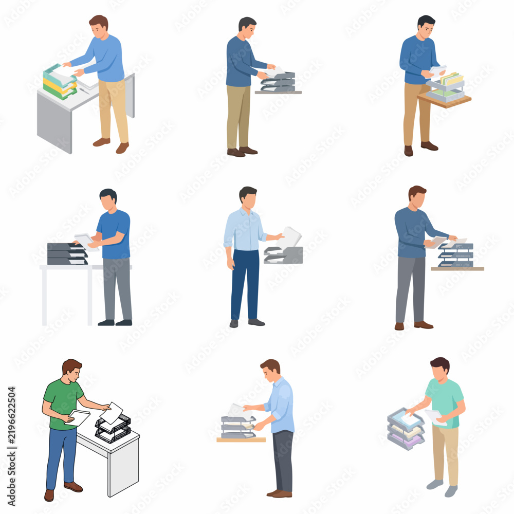 Fototapeta premium Set of People Caring for Houseplants Flat Vector Illustration, Men and Women Gardening and Planting in Pots Isolated on White Background