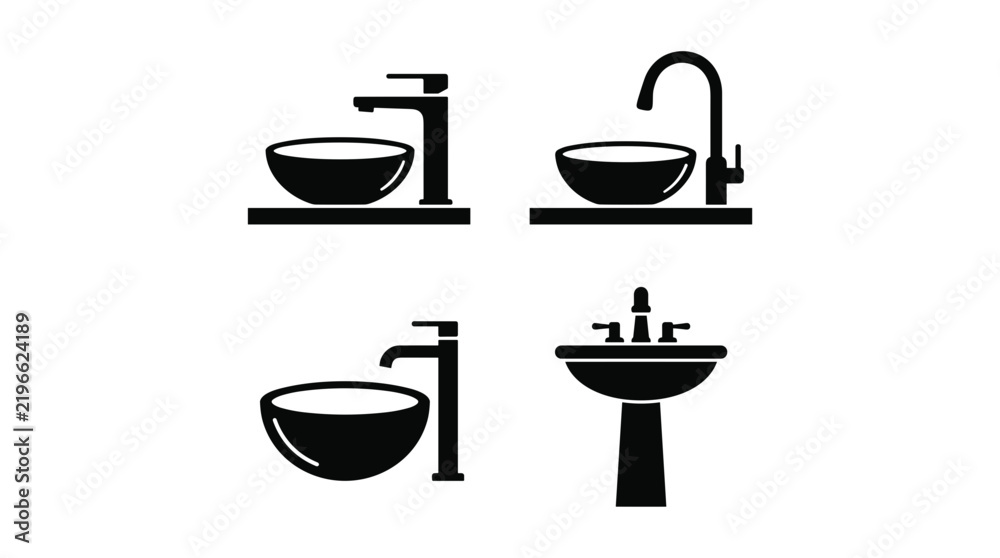 Obraz premium Bathroom Sink Icons Set