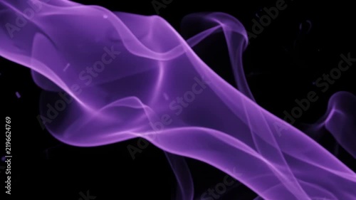 Purple smoke flowing as a light leak effect on black background