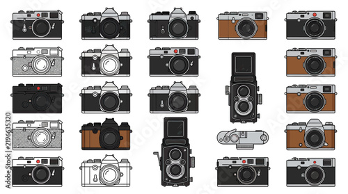 Foto Vintage Camera Collection Isolated on Transparent Background