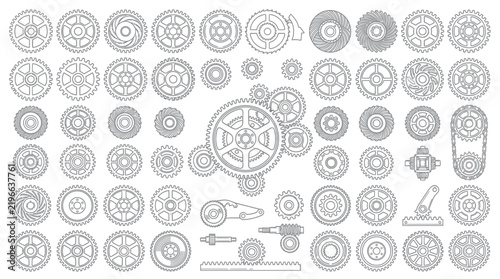 Collection of Industrial Gears and Mechanical Components