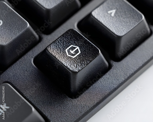Close-up View of a Computer Keyboard with a Black Key Detail