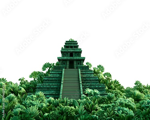 Lush Jungle Temple Surrounded by Vibrant Greenery and Plants