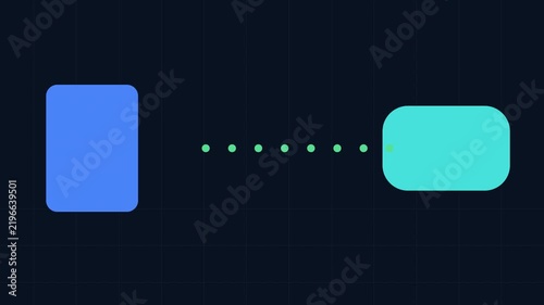 Abstract Geometric Shapes Moving And Connecting With Dots On Dark Background