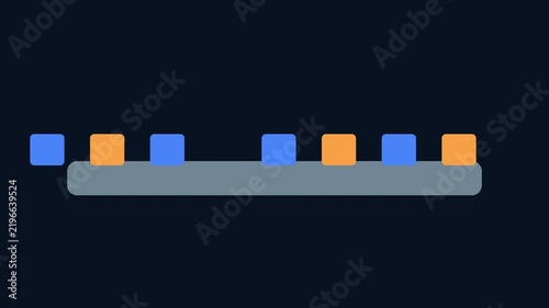 Abstract Loading Bar With Moving Square Elements On Dark Background