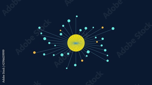 Abstract Yellow Solar Core With Floating Particle Network Animation