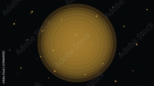 Golden Circular Radial Light Pulse With Floating Particles On Black Background