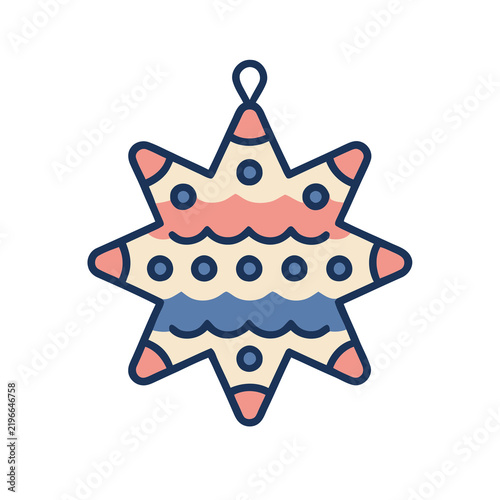 Star ornament with wavy pattern and dots