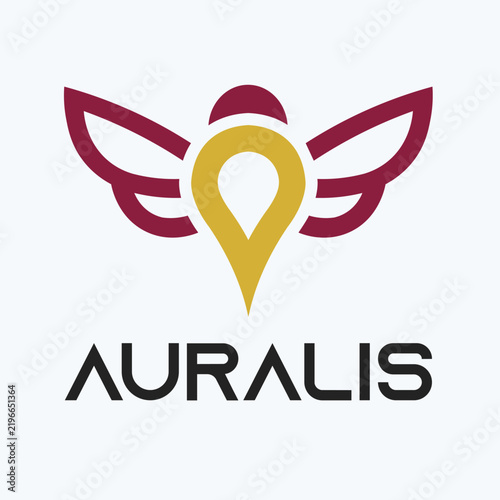 Winged Location Pin Travel Logo